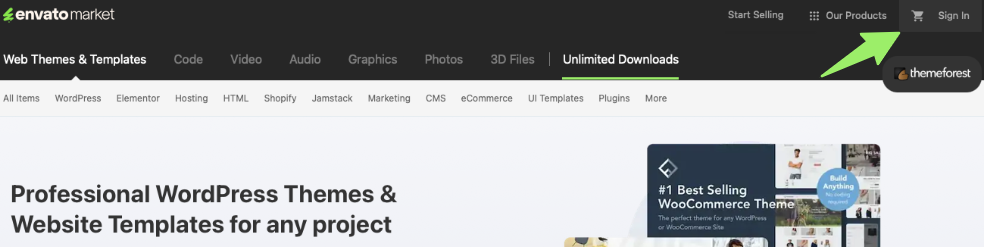 Screenshot showing the sign in link.